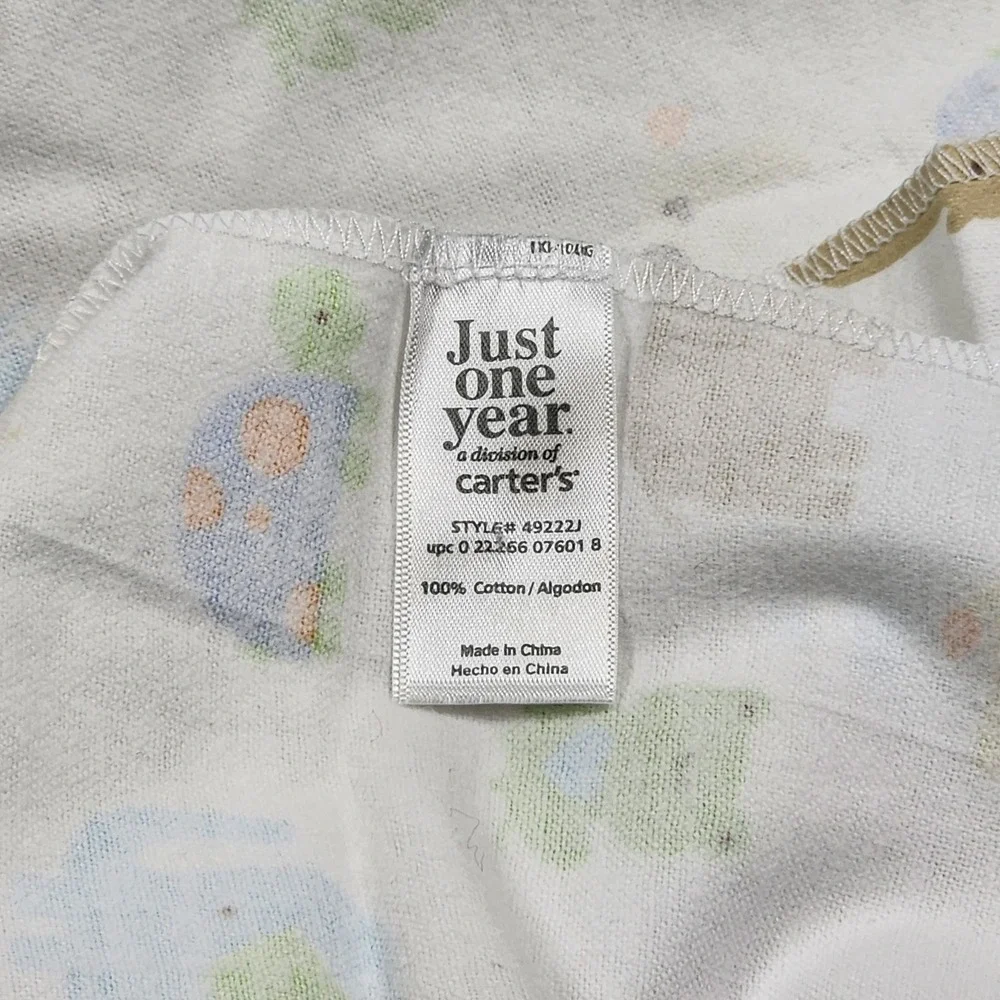 Just One Year Carter's Baby Cotton Flannel Receiving Blanket Animal Elephant Zoo
